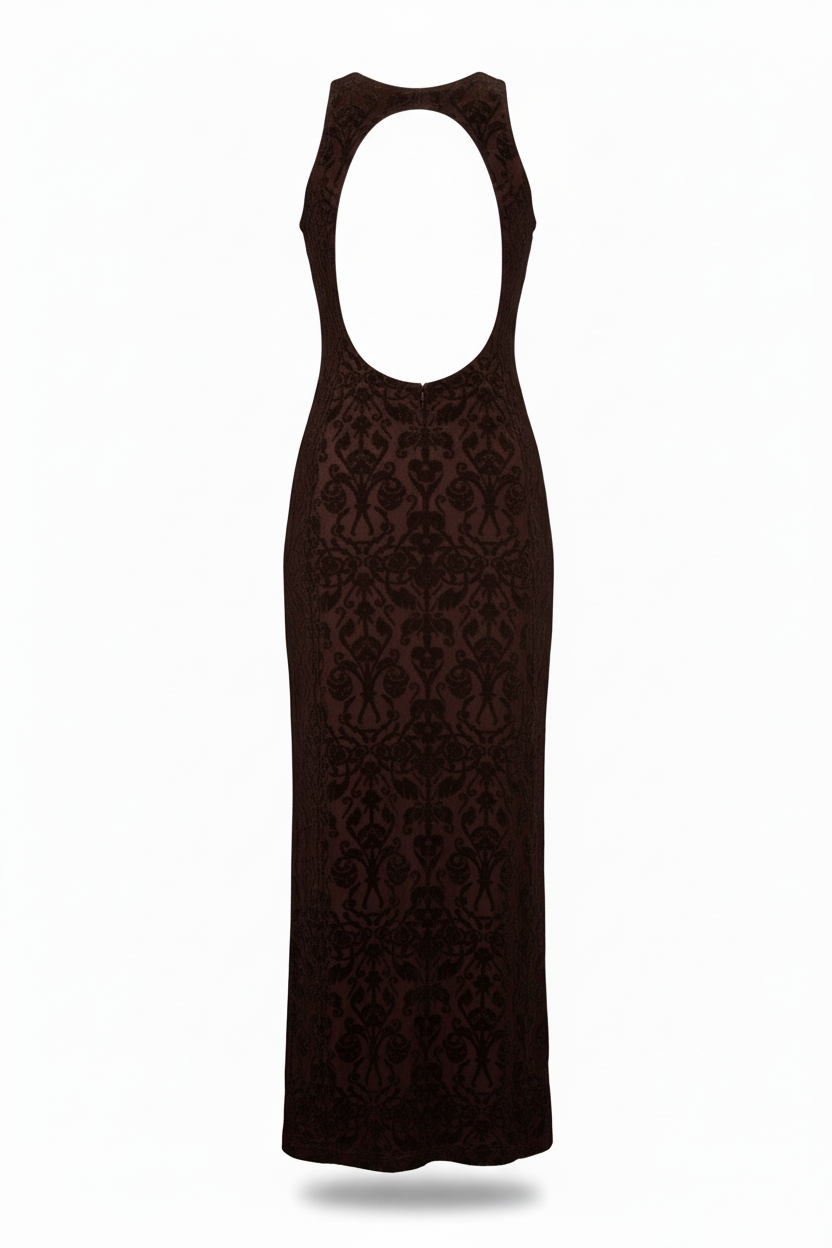 Brown velvet dress - racerback design ghost fitted
