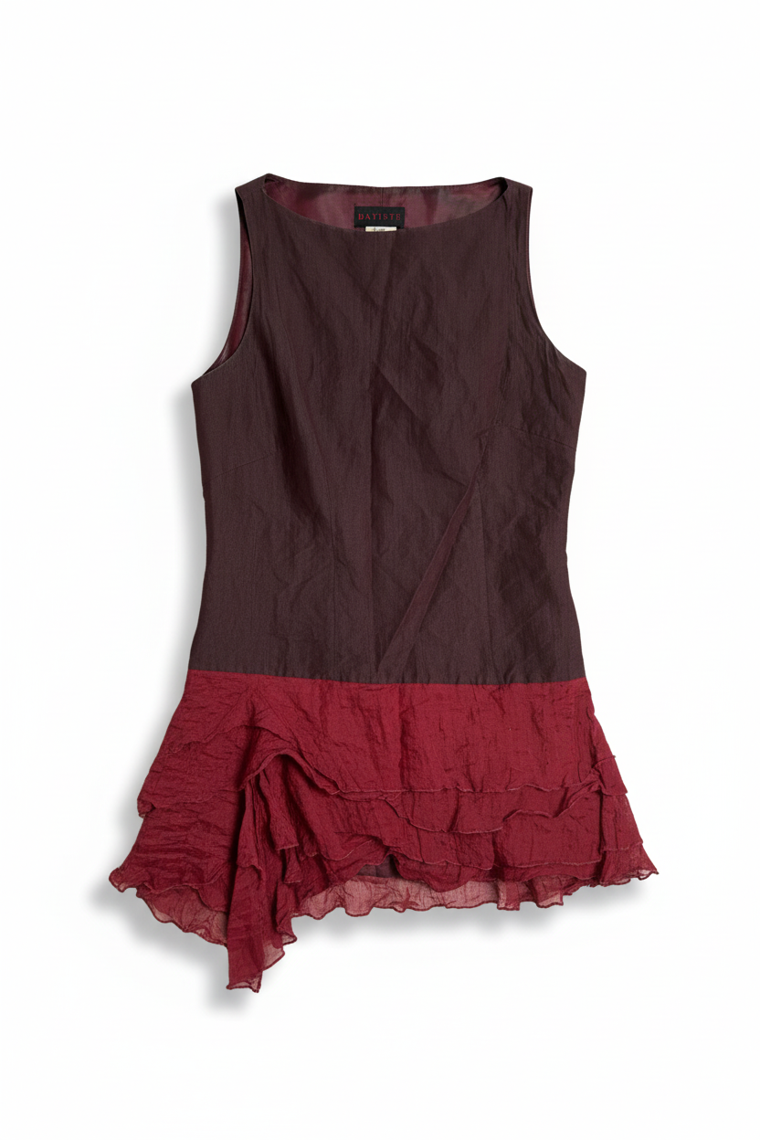 Burgundy sleeveless top - wrinkle-free