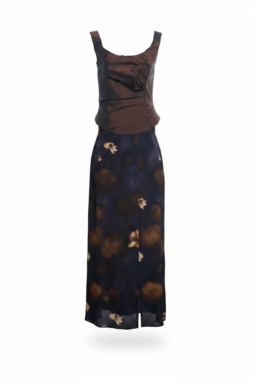Chelsea Brown Top + Hoboken Floral Skirt