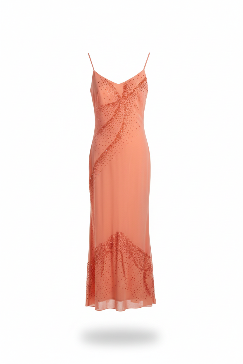 Coral slip dress - fitted shape