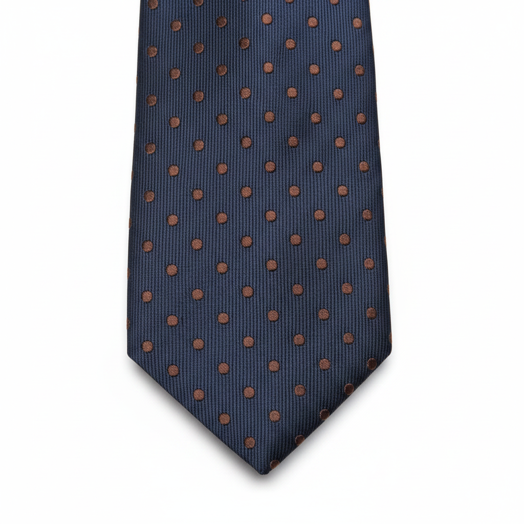 Corbata azul marino lunares detalle punta