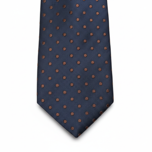 Corbata azul marino lunares detalle punta