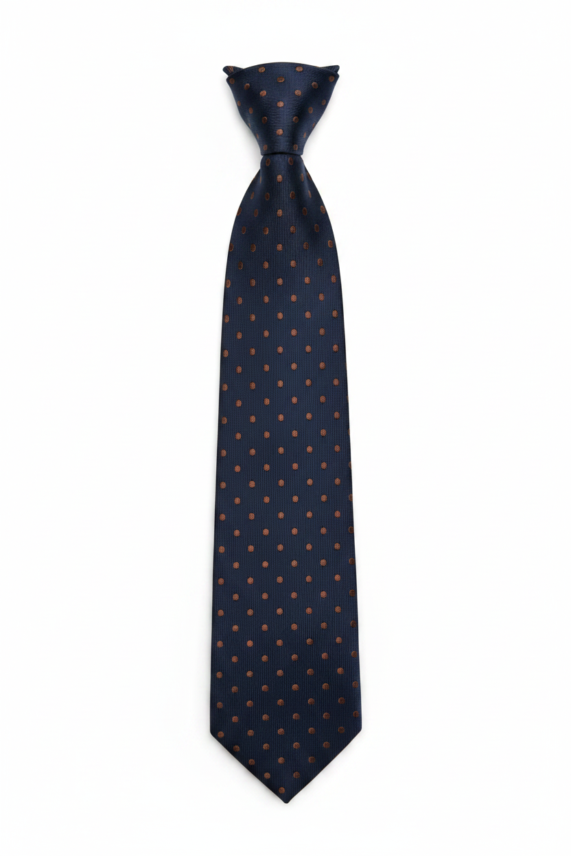 Corbata azul marino lunares vista completa