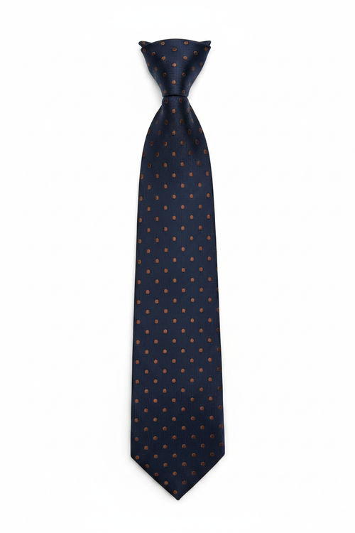 Corbata azul marino lunares vista completa