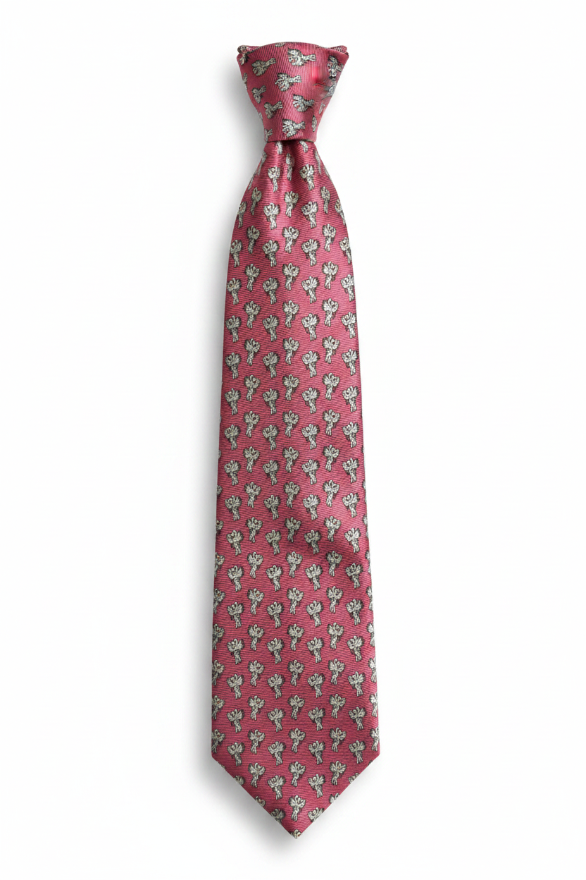 Corbata rosa pájaros con nudo