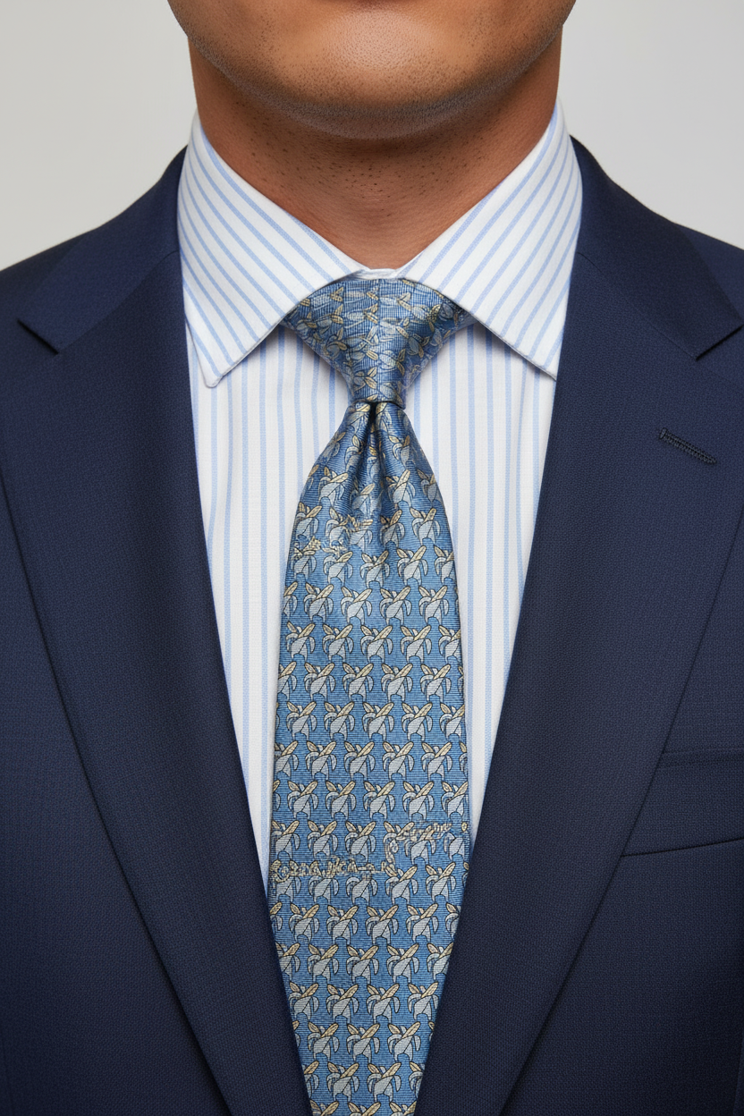 Corbata Tortugas - Nudo con Traje