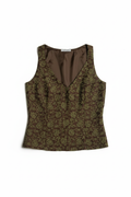 Olive green vintage top - wrinkle-free