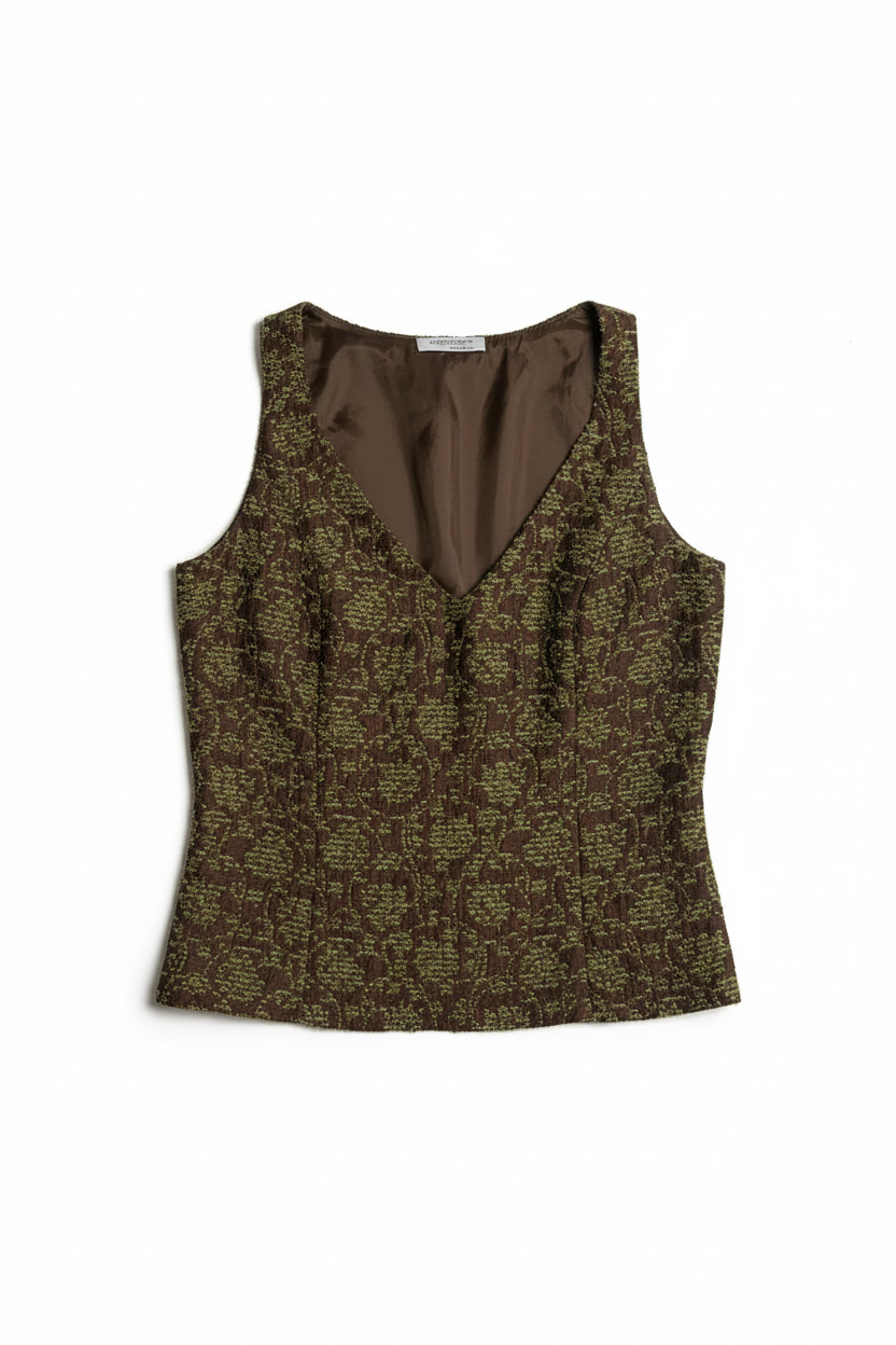 Olive green vintage top - wrinkle-free