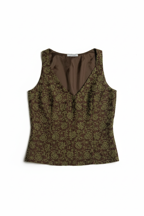 Olive green vintage top - wrinkle-free