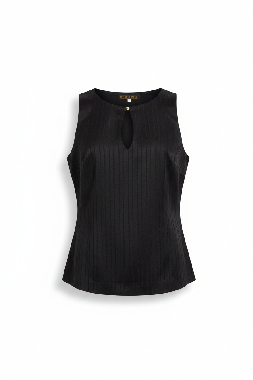 Top negro con detalle ovalado - forma ajustada