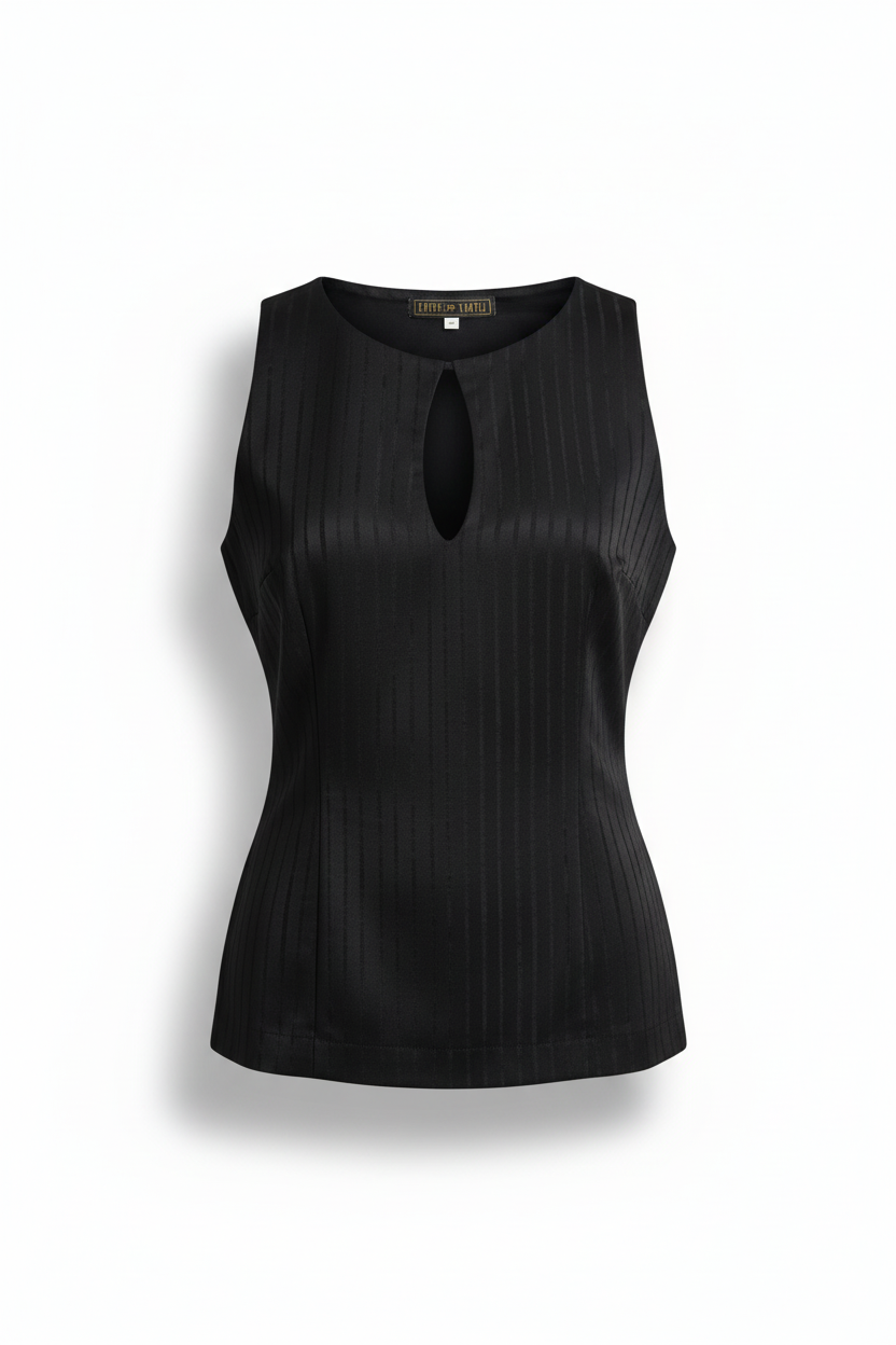 Top negro con escote ovalado - ghost mannequin