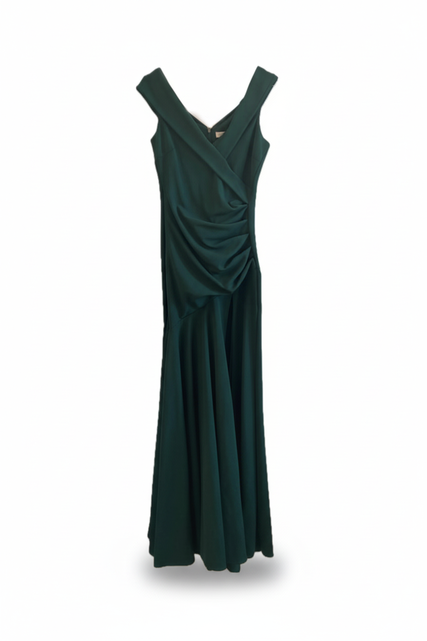 Vestido largo verde elegante - forma ajustada