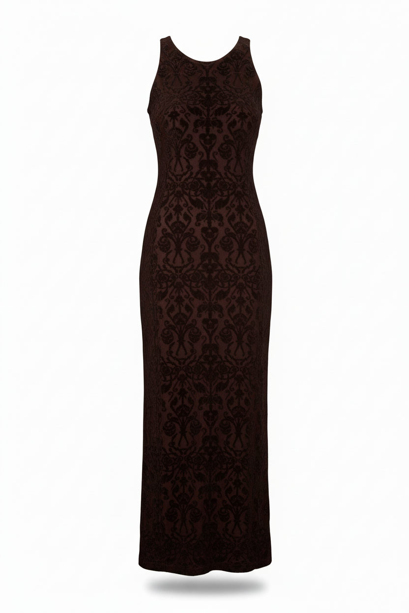 Vestido marrón terciopelo - diseño sin cierres