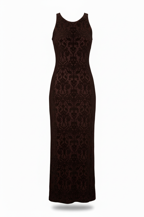 Vestido marrón terciopelo - diseño sin cierres