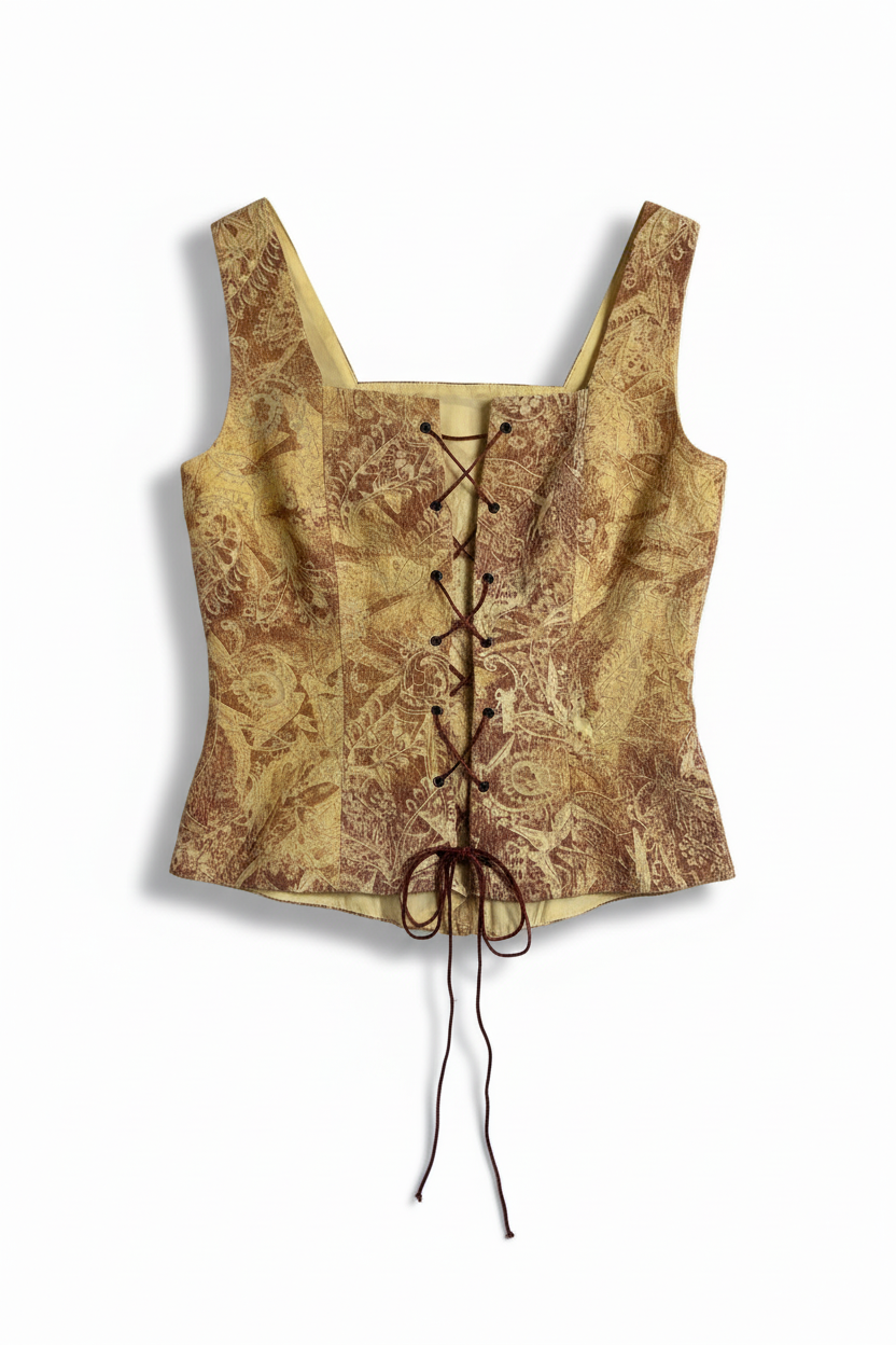 Vintage corset with white background and shadow